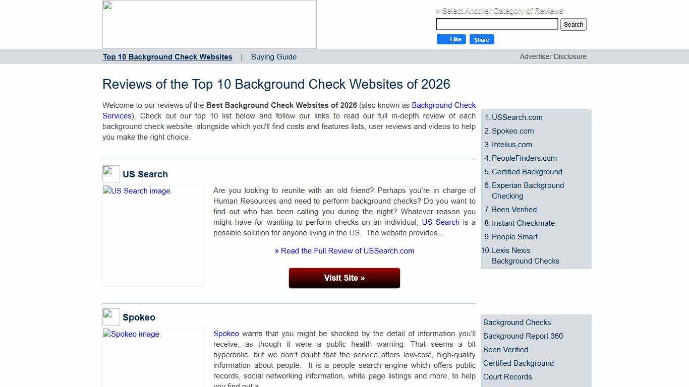 Top 10 Background Check Websites 2026 - Reviews, Costs & Features